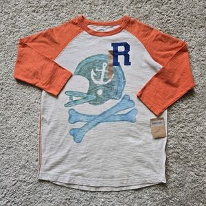 Lands End Long Sleeve Tee Boys L(14-16) Oatmeal Heather Orange Active